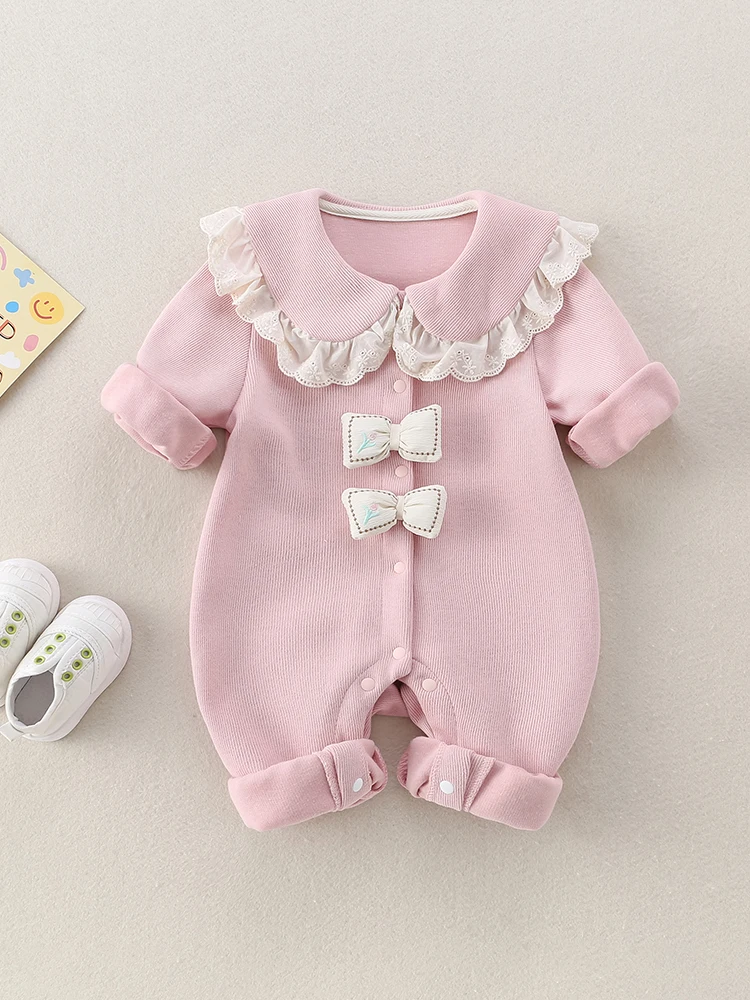 

Newborn Baby Girl Clothes Spring Long Sve Onesie Cute Knot Rer High Waist Long Pants 9%-95% Fabric Content