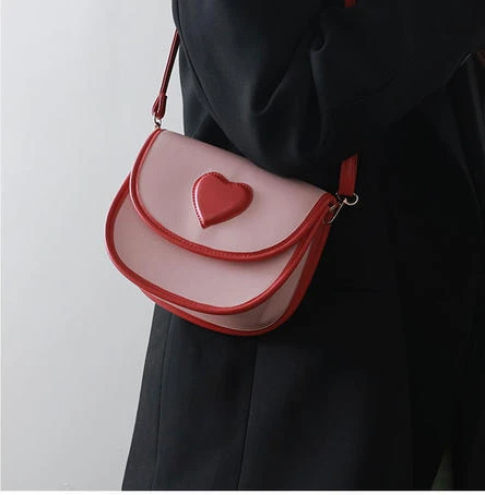 Pink Bag Women New Korean Sweet Heart Fashion Lovely Shoulder Bag Handbag Pures And Bags Crossbody Girls Bag