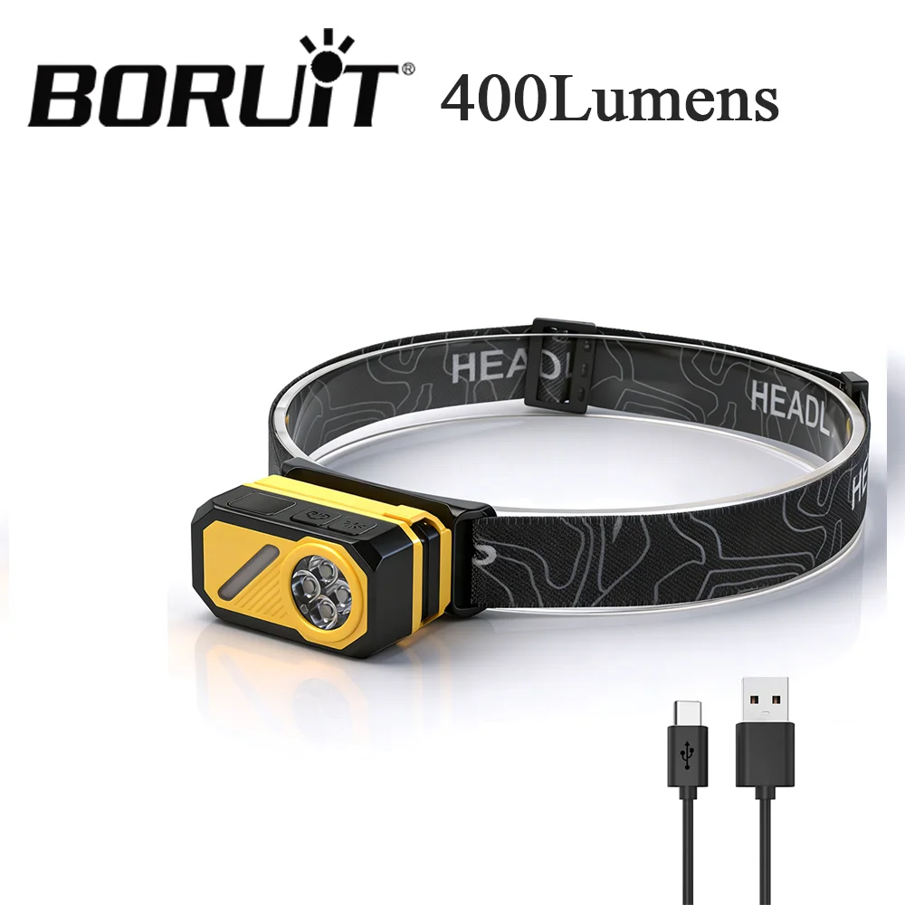 Outdoor Hunting Bike - BORUiT 400Lumens Motion Sensor LED Headlamp