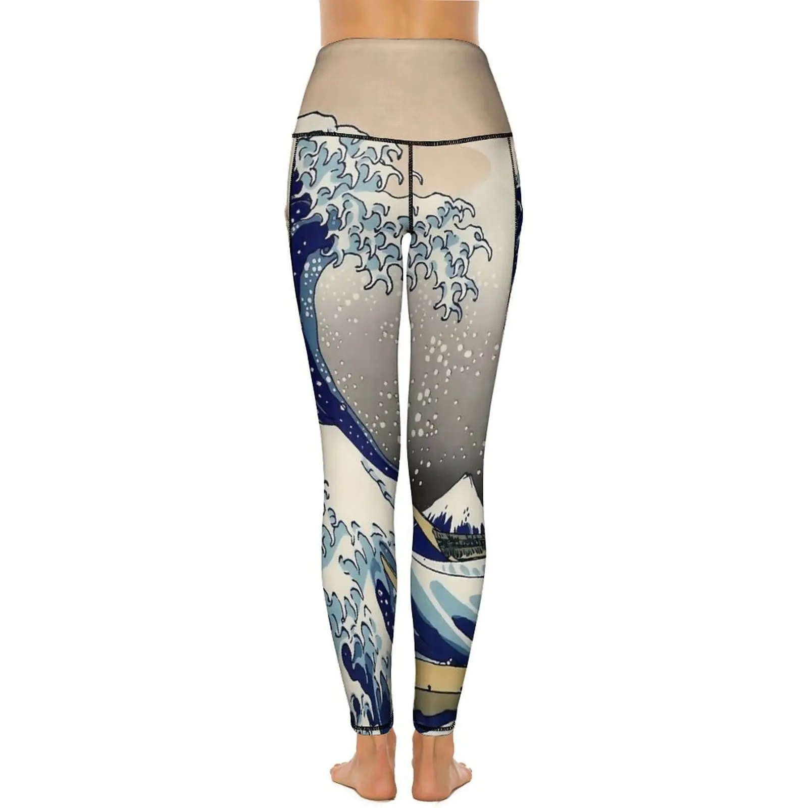 Geweldige golfprint yogabroek met zakken leggings sexy hoge taille retro yoga sportlegging sneldrogend ontwerp workout leggings