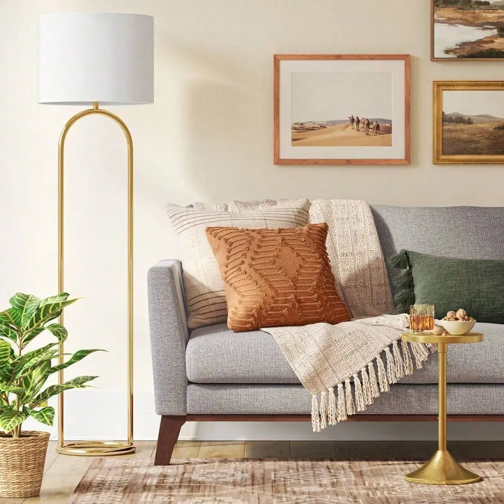 Ring Base Floor Lamp Brass