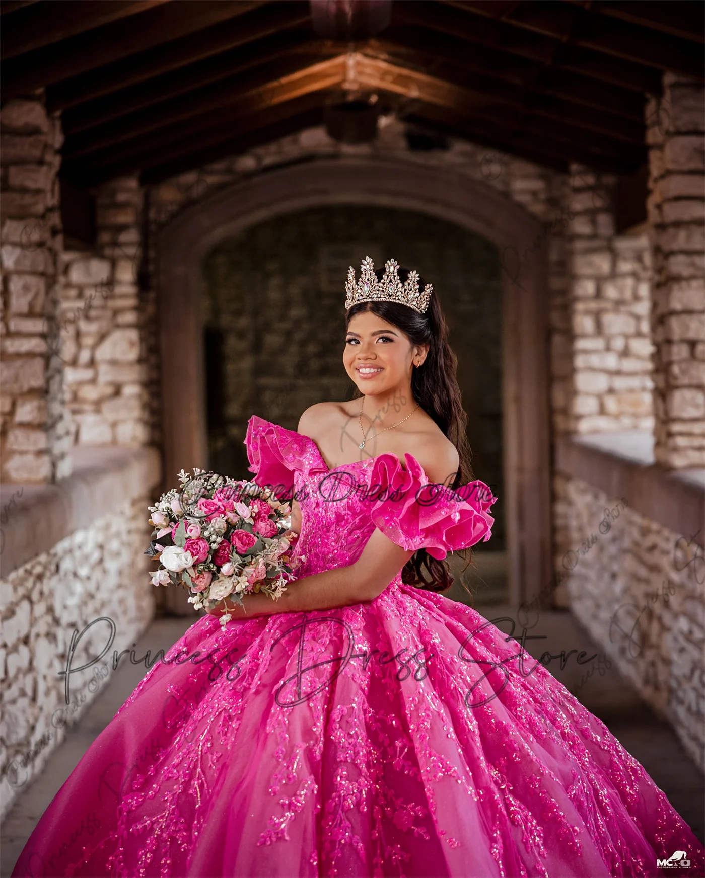 بريق الترتر زين الأميرة فساتين Quinceanera الخرز الحلو 16th فستان حفلة موسيقية 15th عيد ميلاد ثوب زفاف مخصص