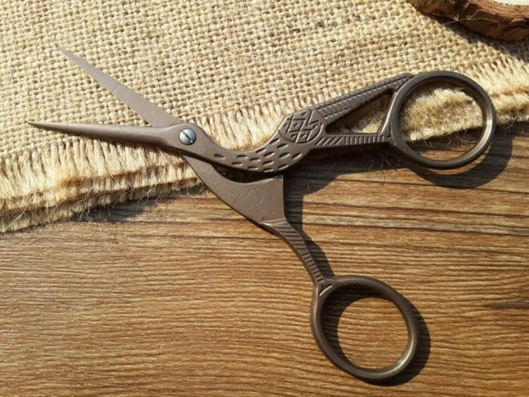 Japanese Crane Shape Tea Bag Scissors Vintage Small Retro Kitchen Shears Sharp Pointed Household Handmade Thread Cutter