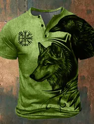 Wolf Eagle T Shirt Animal 3D Print Streetwear Mens Casual Fashion Oversized Short Sleeve T Shirt Vintage T Shirt Tops Clothing