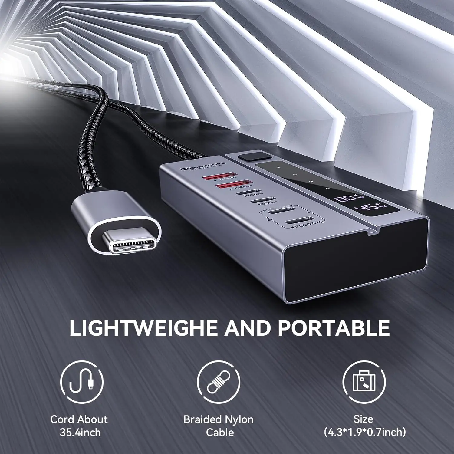 Minisopuru USB C Hub 10Gbps 6 พอร์ต 72W Power Adapter ชาร์จสูงสุด 45W สําหรับ MacBook iMac iPad โทรศัพท์