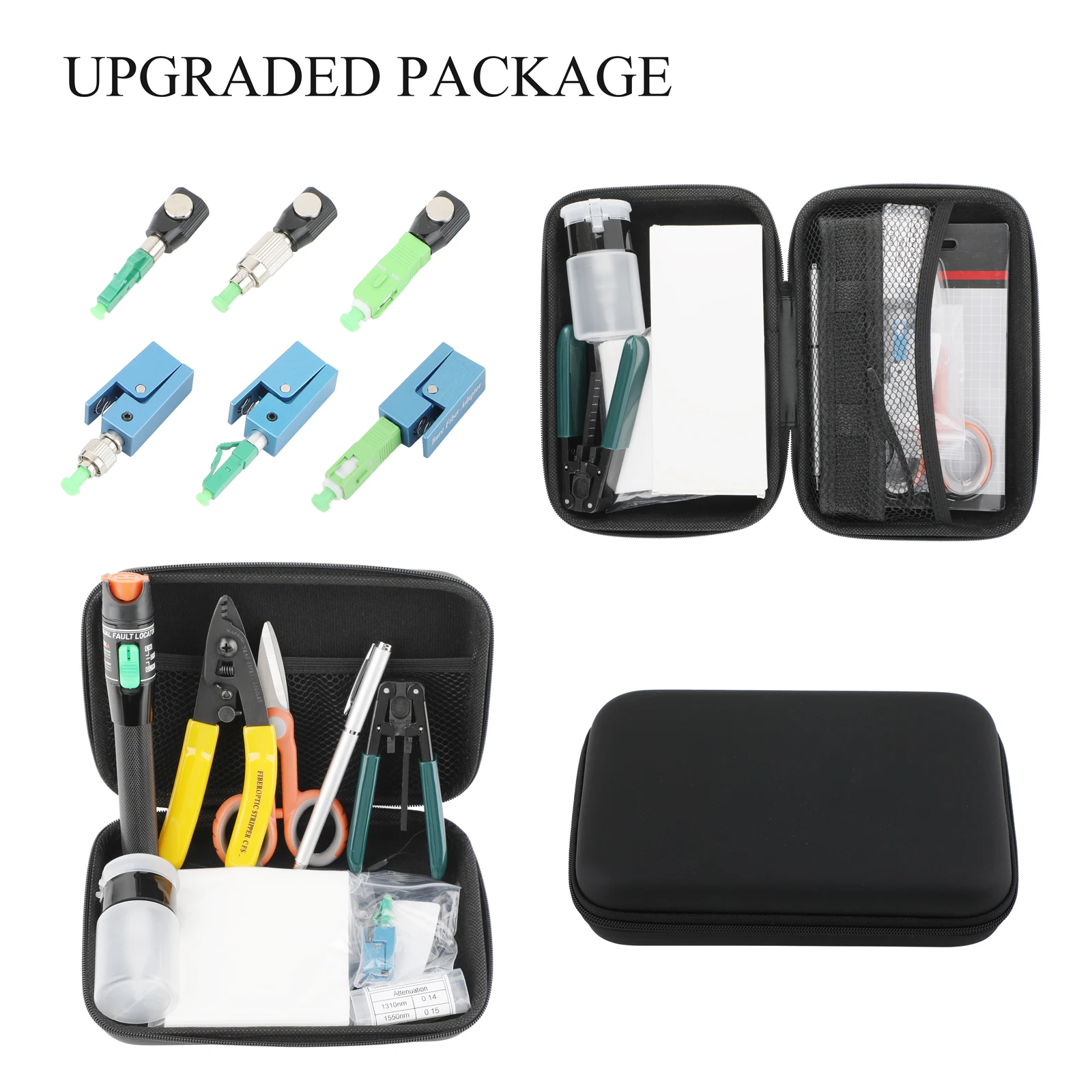 

Набор оптоволоконных инструментов FTTH 9-в-1 с визуальным тестером 30 км и быстрым разъемом APC для установки и обслуживания оптоволокна SC/FC/LC