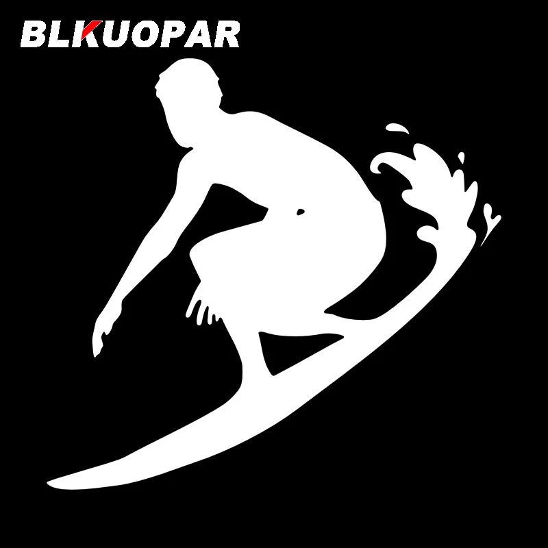 BLKUOPAR Surfing Spray Silhouette Car Stickers Creative Sport Decal Sunscreen Die Cut Caravan Surfboard Car Accessories