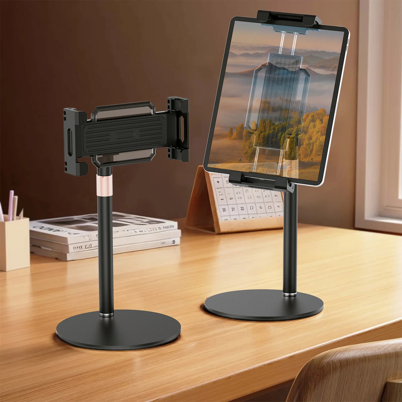 Höhenverstellbarer Monitorständer, tragbarer Vesa-Monitor-Tablet-Halter, bis zu 24 cm, stehende Tablet-Halterung, Schreibtischhalterung, breitere Basis