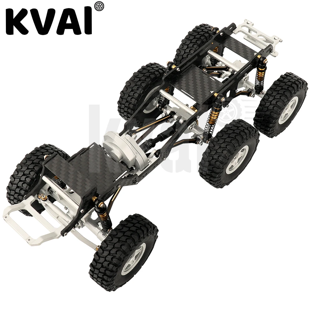 

Upgraded 6×6 Carbon Fiber Chassis Car Frame with Metal Axles Wheel Rims Low Center Gravity Chassis Refit Kit for RC Axial SCX24