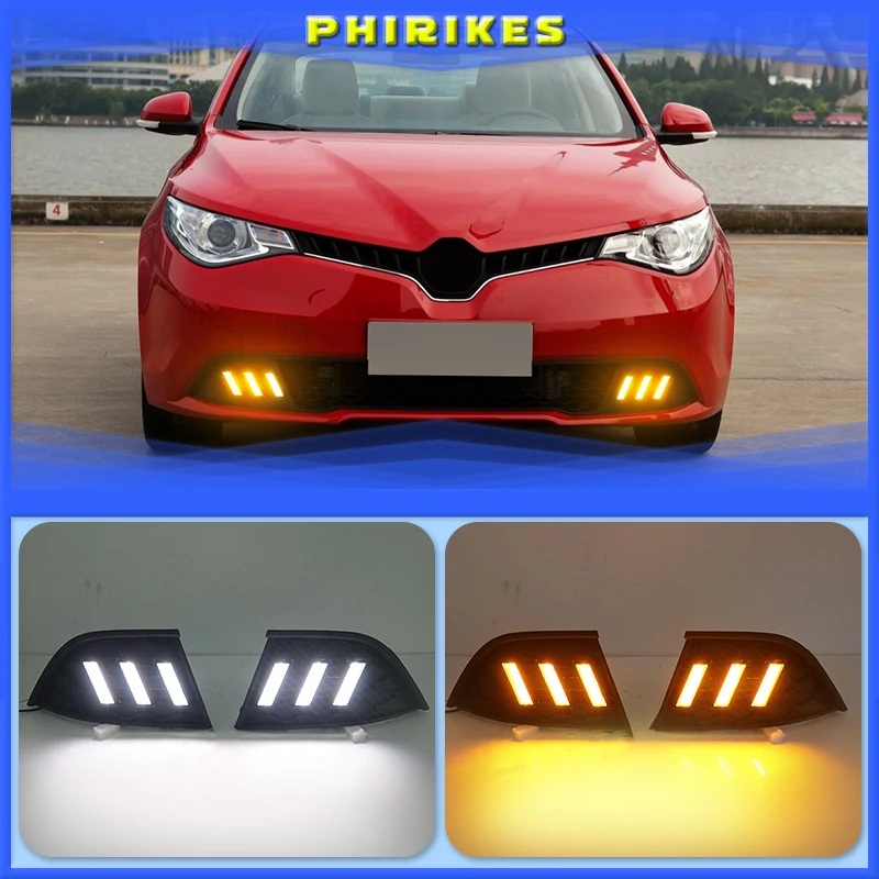 

2pcs Car Styling 12V Day Light for MG GT 2014-2017 Daytime Running Light LED White Turn Signal Light Amber Fog Lamp