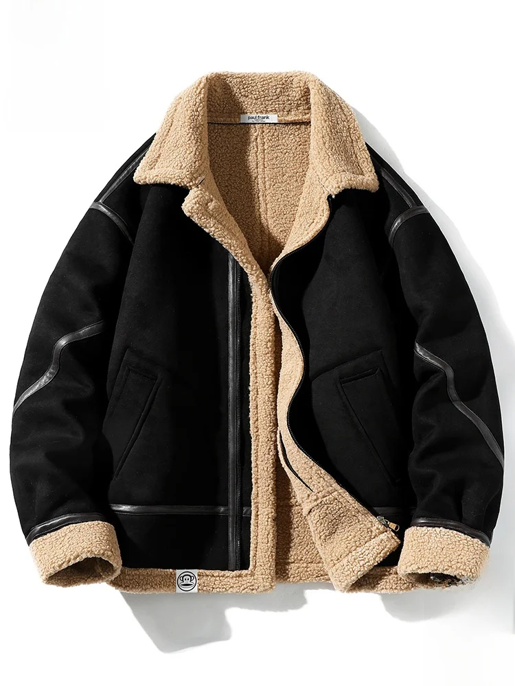 

Мужская хлопковая куртка Paul Frank с флисовым воротником, теплая повседневная свободная зимняя верхняя одежда на молнии с длинными рукавами