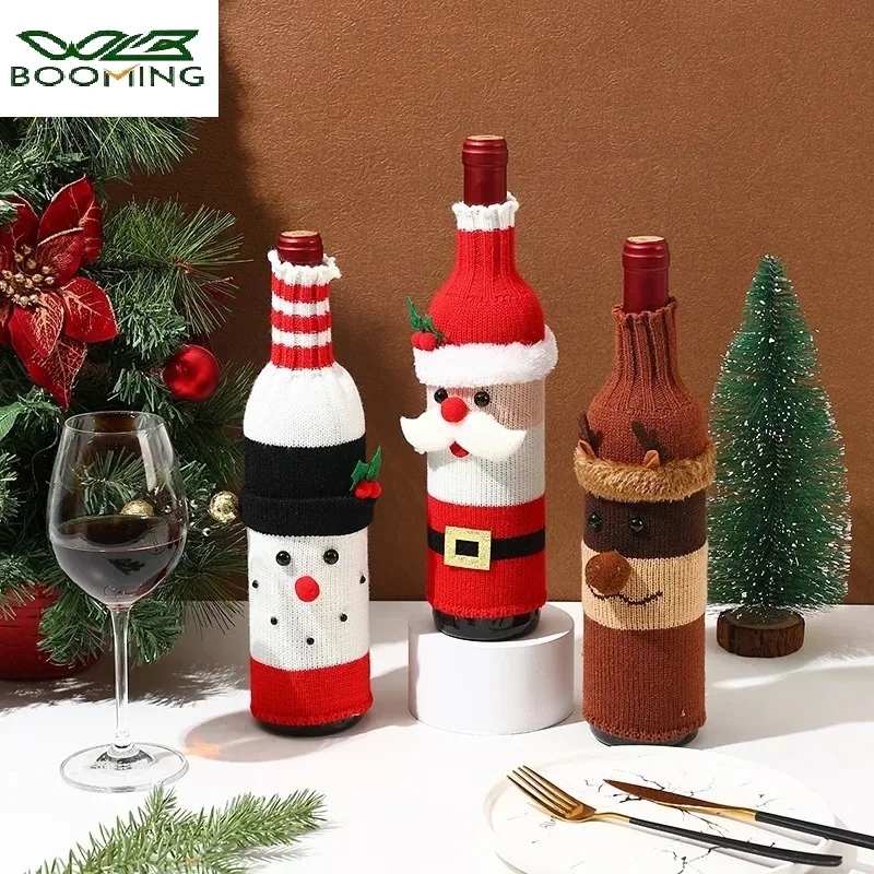 Christmas Wine Bottle Cover Christmas Decoration Santa Claus Snowman Weaving Wine Bottle Bag Merry Christmas Decoration