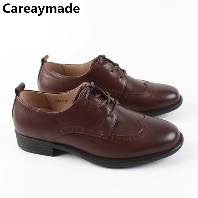 Careaymade-vera pelle di vacchetta Bullock piccole scarpe in pelle, tacchi piatti da donna suole morbide fatte a mano retrò casual scarpe singole