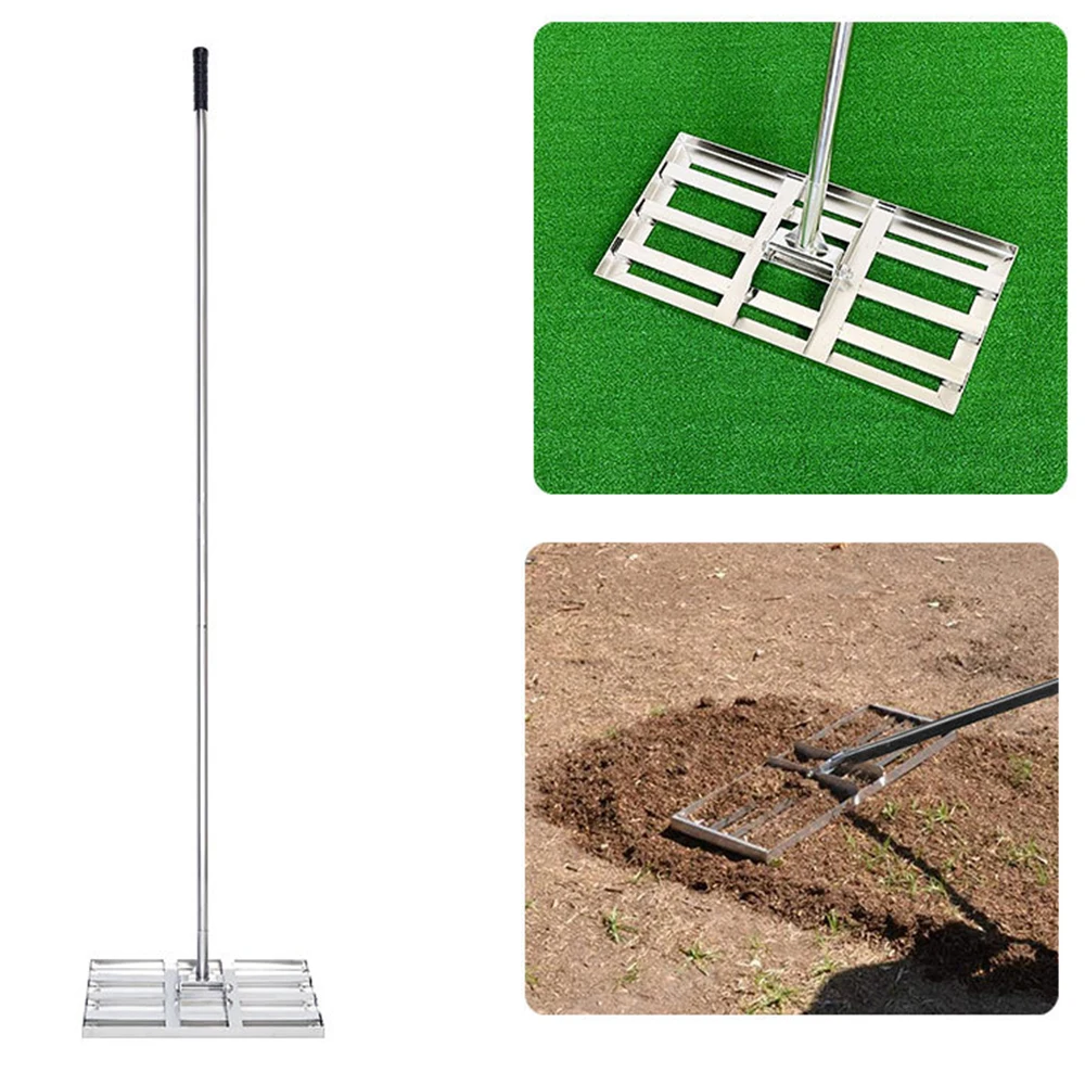 Soil leveling push Golf lawn leveler Garden soil trimming promotion Stainless steel pusher 75x25x2.5cm 2m Handle