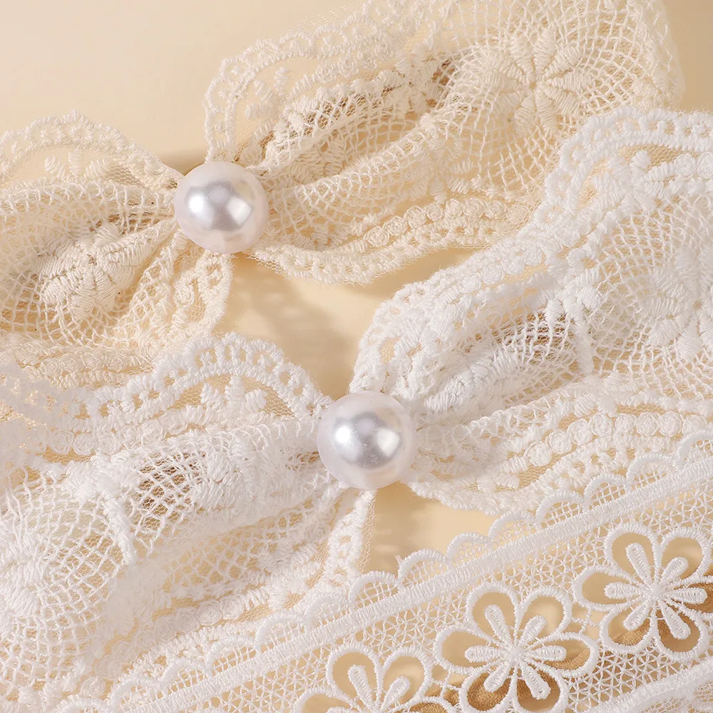 JOLLYPASS Süßes Spitzen-Stirnband mit durchbrochener Stickerei und Schleife für Babys, Nylon-Turban, elastische Haarbänder, Haarschmuck für Neugeborene – Detail 8