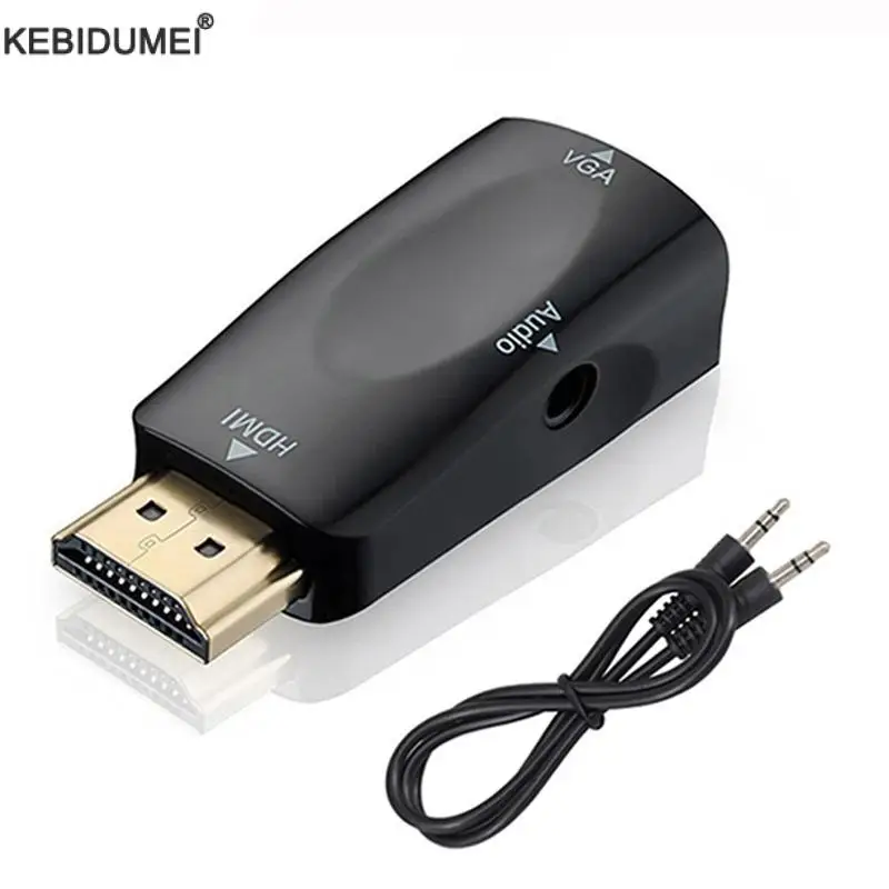 HDMI to VGA Cable Converter Male To Famale Converter Adapter 3.5 mm Jack Audio HD 1080P  For PC Laptop Tablet