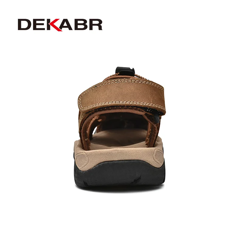 DEKABR Summer Designer Men Genuine Leather Sandals Hook & Loop Outside Men Cow Leather Soft-Soled Non-slip Male Casual Sandals image 3