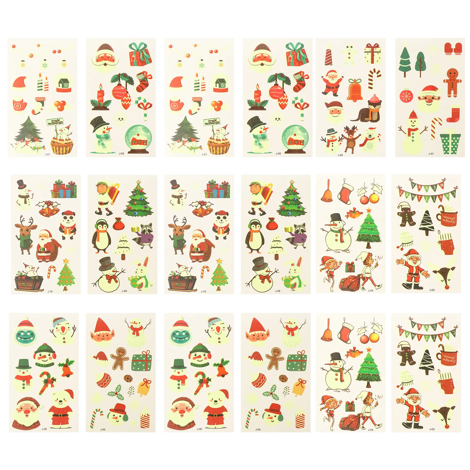 

20 Sheets Glow In Dark Tattoos Stickers PVC Waterproof Temporary Face Body Decals Christmas Luminous Gift