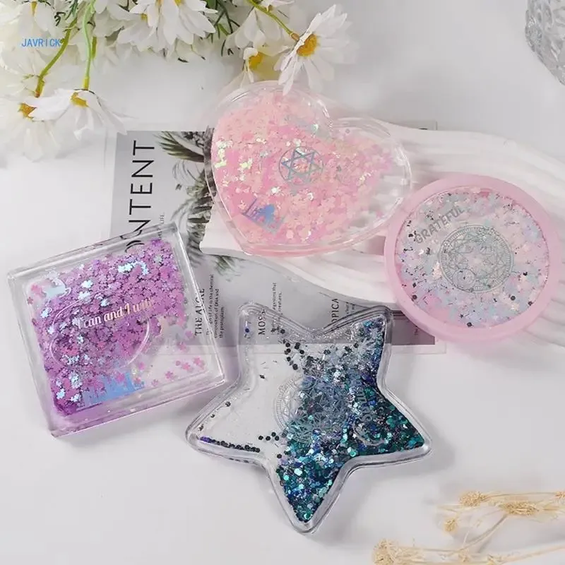 Square Heart Round-Star Silicone Resin Mold Frame Multi-Shaped Crafting Mould for DIY Resin Art Jewelry Making