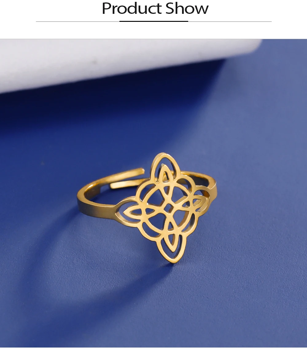 zeit Hexenknoten Verstellbare Ringe Männer Frauen Edelstahl Hexerei Wicca Fingerringe Amulett Schmuck Geschenk ﻿ – Detail 6