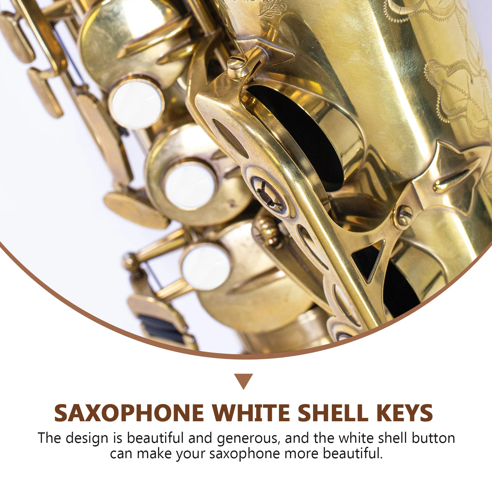 

9pcs Saxophone Key Buttons White Shell Replacement Parts for Alto Soprano Tenor Beautiful Design Durable Use Fine Workmanship