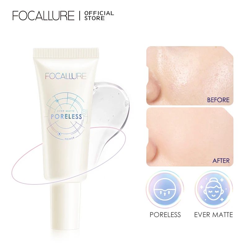 FOCALLURE Makeup Base Primer Invisible Pore Light Oil-Free Makeup Finish No Creases Not Cakey Face Concealer Women Cosmetics