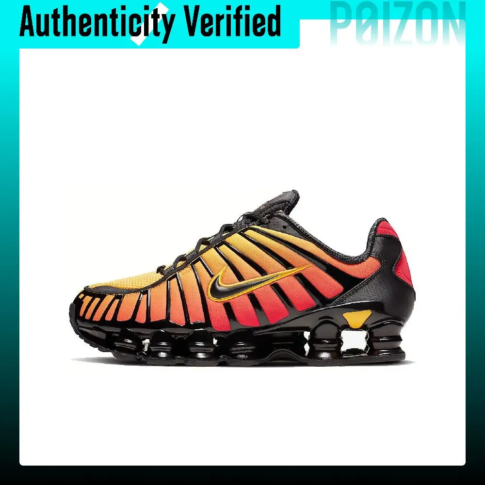 Nike Shox, serie TL: zapatillas deportivas casuales de caña baja, ligeras y con suela antideslizante para hombre, diseño degradado Sunrise, modelo AV3595-004.