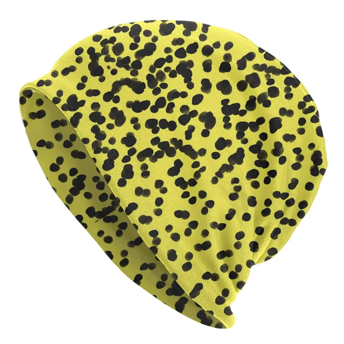 Dalmatian Bonnet Hats Black Yellow Polka Dots Beanie Hats Design Skullies Beanies Autumn Casual Unisex Outdoor Head Wrap Caps