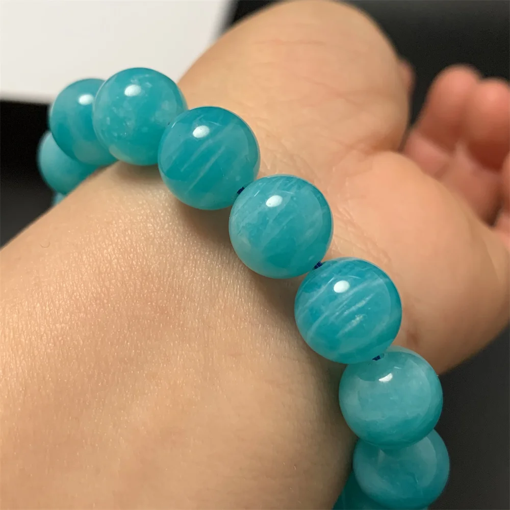 Only 1Piece Natural Blue Zibra Amazonite Bracelets Women Icy Blue Amazonite Beads Strand Bracelet Healing More Beautiful In Real