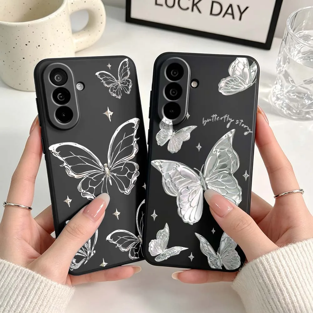 Fashion Ins Butterfly For Samsung A04 A05 A06 A07 A12 A3 A14 A15 A16 A17 A23 A24 A25 A26 A32 A22 A31 Black Phone Case