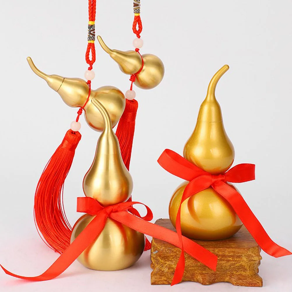 

Brass Hollow Gourd Feng Shui Ornament Desktop Decoration Chinese Luck Home Craft Adornment Wealth Symbol Prosperity Safety