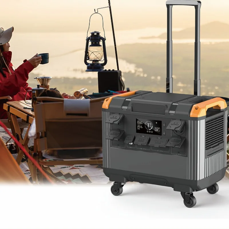 3000W LiFeP04 Lithium Battery Solar Generator Portable Power Station with 110/220V AC Power Socket for Emergency Charging