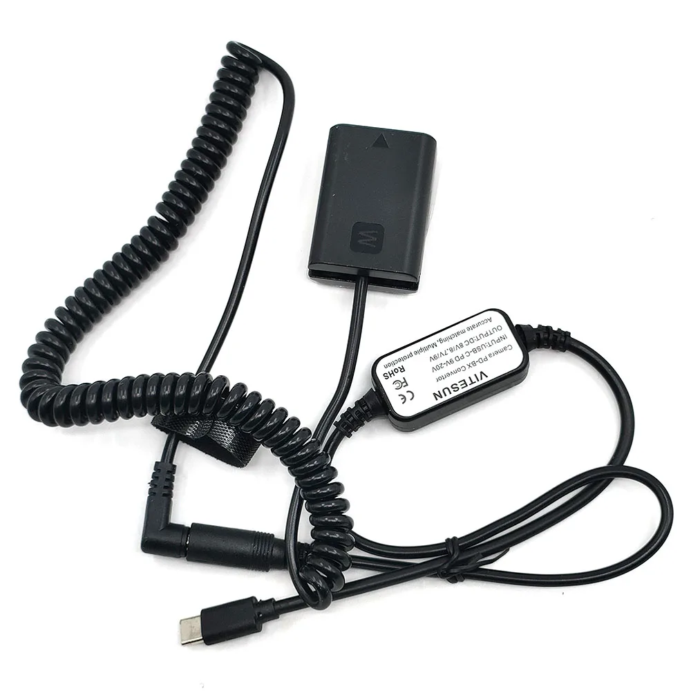 AC-PW20 Type C PD Adapter Cable to NP-FW50 Dummy Battery For Sony NEX-5R NEX3N A3500 A6500 A7000 ZV-E10 A5100 A7SII NEXC3 SLTA33
