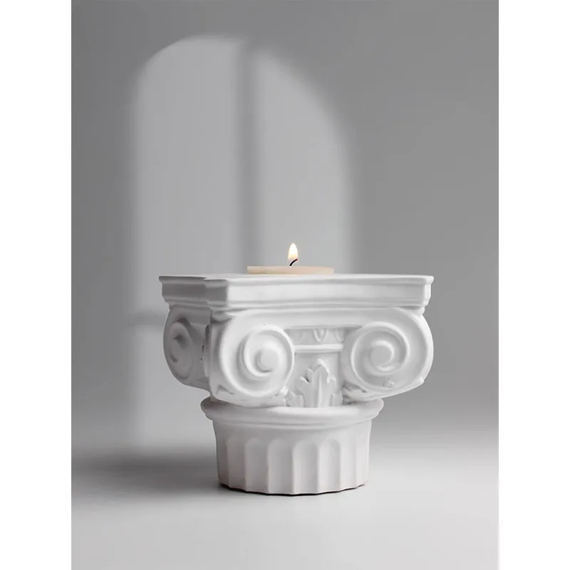 Retro plaster Roman column aromatherapy candle holder, creative architectural model ornaments, modern home desktop decorations