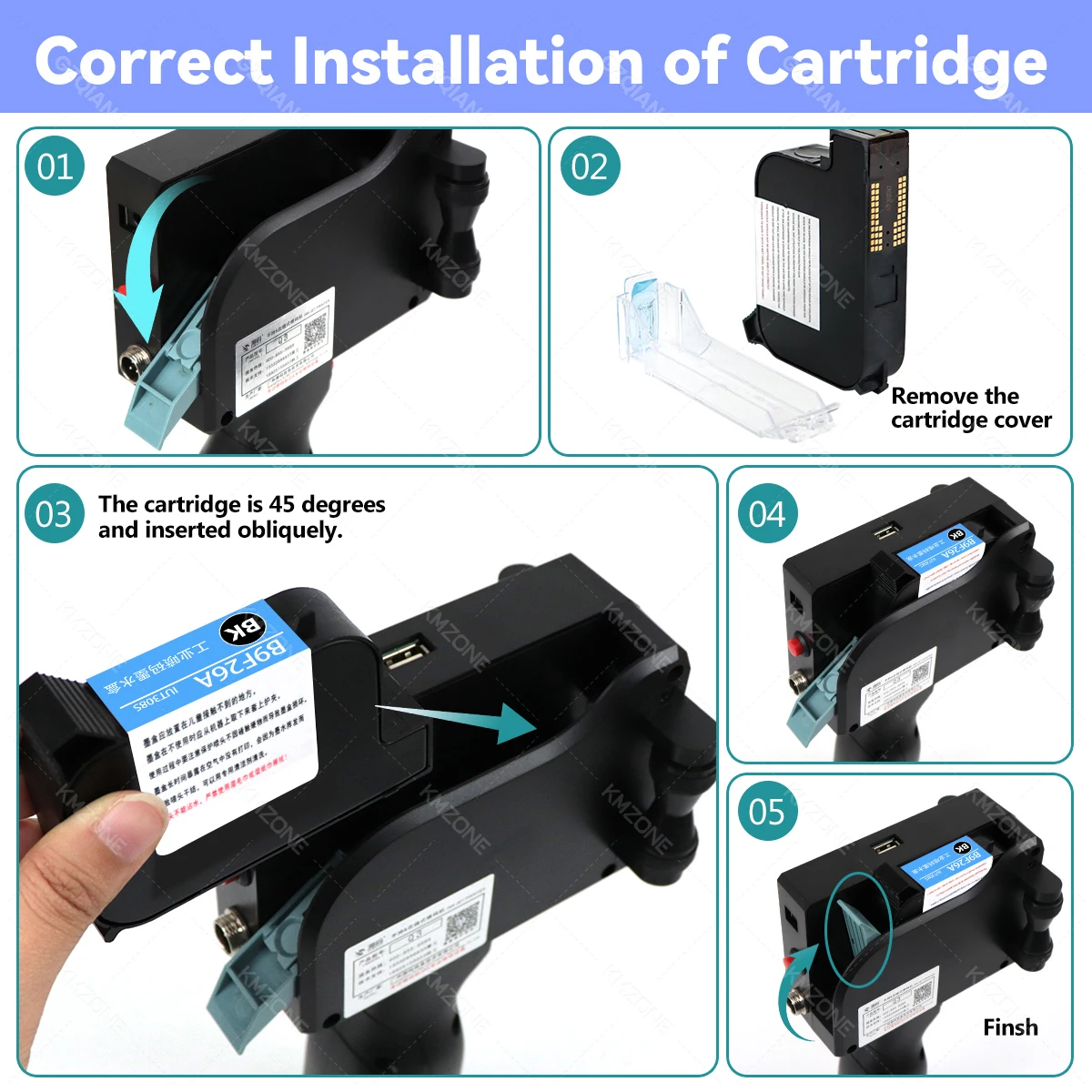 25.4mm Label Printer Handheld Inkjet Printer QR Bar Batch Code Date Number Logo Expiry Date Coding Machine Fast-drying Cartridge