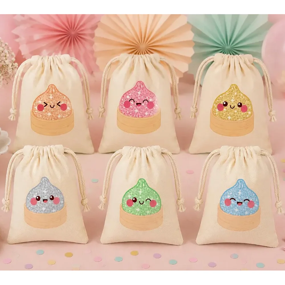Set mit 6 Dumpling-Geschenktüten für Kindergeburtstage, Baby-Shower-Willkommensgeschenke, Lebensmittel-Themen-Partyzubehör