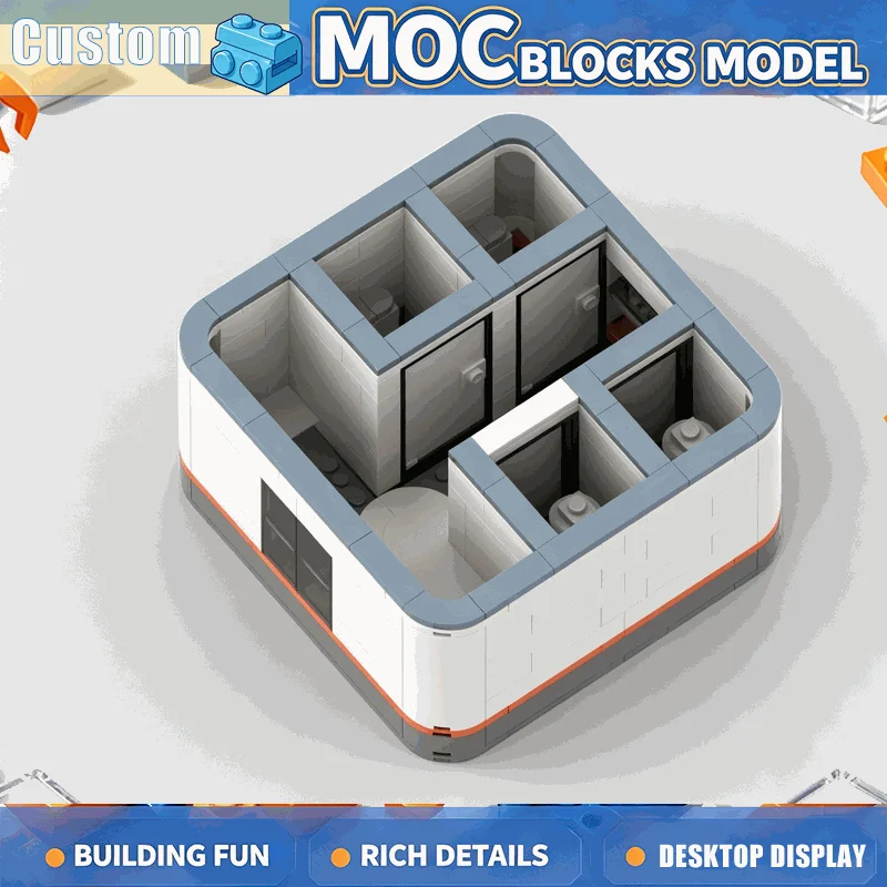 582Pcs Futuristic Hygiene Facility Module Building Blocks Model With Washroom Compartments And Utility DIY Assembly Display Gift