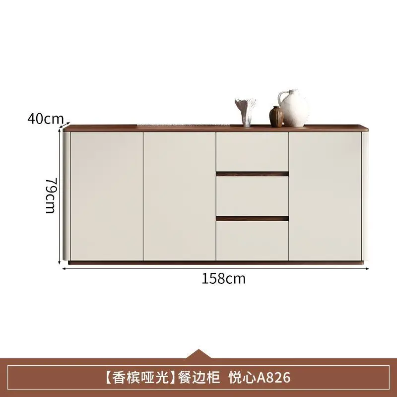 2025 جديد كريمي نمط غرفة المعيشة الطعام خزانة جانبية أريكة ضوء فاخر سعة كبيرة غرفة الطعام تخزين ضد #5