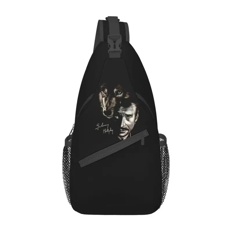 Johnny Hallyday – sac de poitrine personnalisé pour hommes, sac à dos de voyage à bandoulière pour chanteur de Rock Star de France