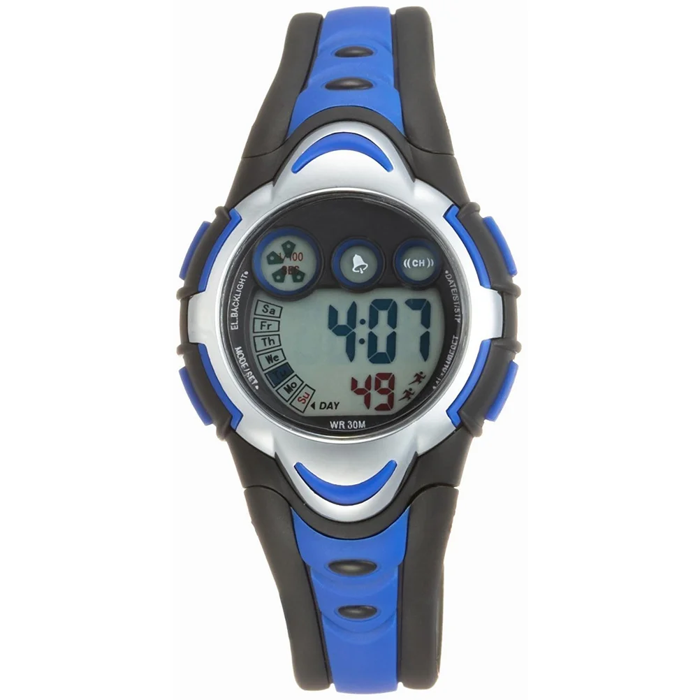 Led Digital Sports Watch Blue Pse-276 Waterproof Alarm Date Stopwatch Function For Children Kids Boys Girls