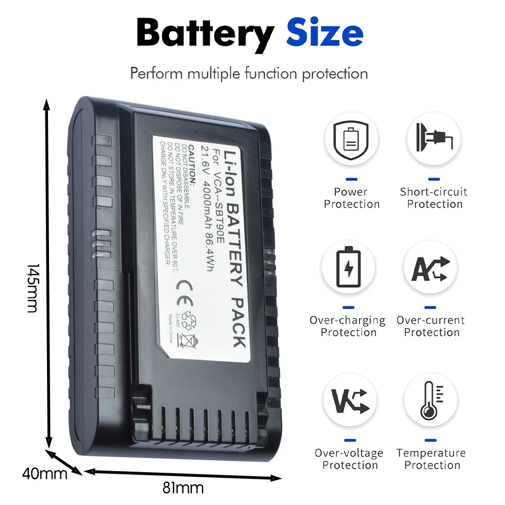 Replacement Battery For Samsung Jet 75 75+ 75Pet Jet90 90+ VS20R9046T3/AA VS20T7536T5/AA VCA-SBT90/XAA Cordless Vacuum Cleaners