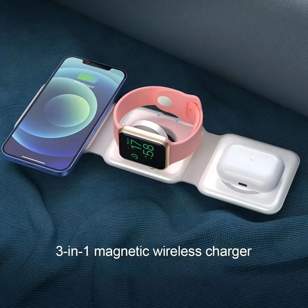 30W 3 in 1 Wireless Charger Pad Stand Magnetic Fast Charging Dock Station for iPhone 15 14 13 12 11 8 X XR Apple Watch Airpods