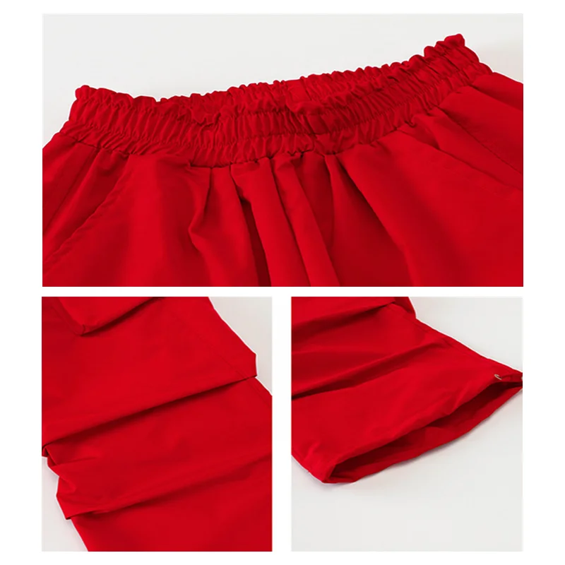 Girls Hip Hop Crop Top Red Cargo Baggy Pants Child Polo Shirt Street Dance Loose Jogger Clothes Set Kids Streetwear Teen T-shirt