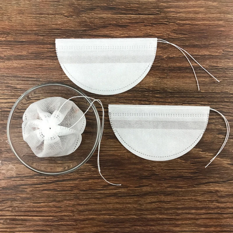 50Pcs Boat Shape Empty Tea Bags 6*10CM Drawstring Filter Pouch For Herb Spice Coffee