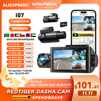 WOLFBOX I07 Dash  Cam 3 Channel Dash Camera for Car Front and Rear 4K Dash Camera with GPS WiFi Car Dvr for 170 FOV WDR