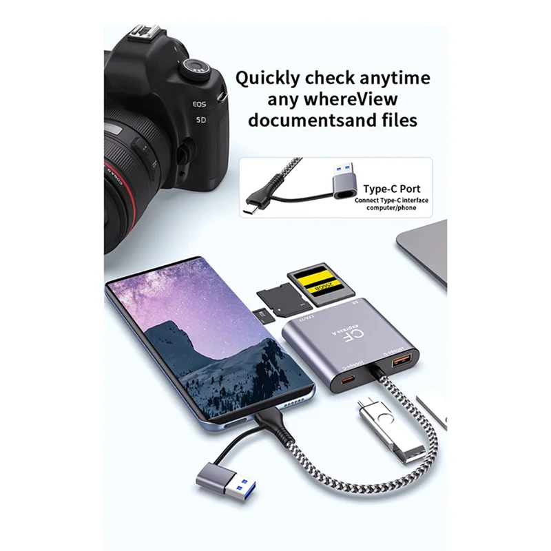 AAAEL-Cfexpress 3In1 Typea SD TF Pembaca Kartu Kecepatan Tinggi USB3.2 Gen2 10Gbps USB-C Hub