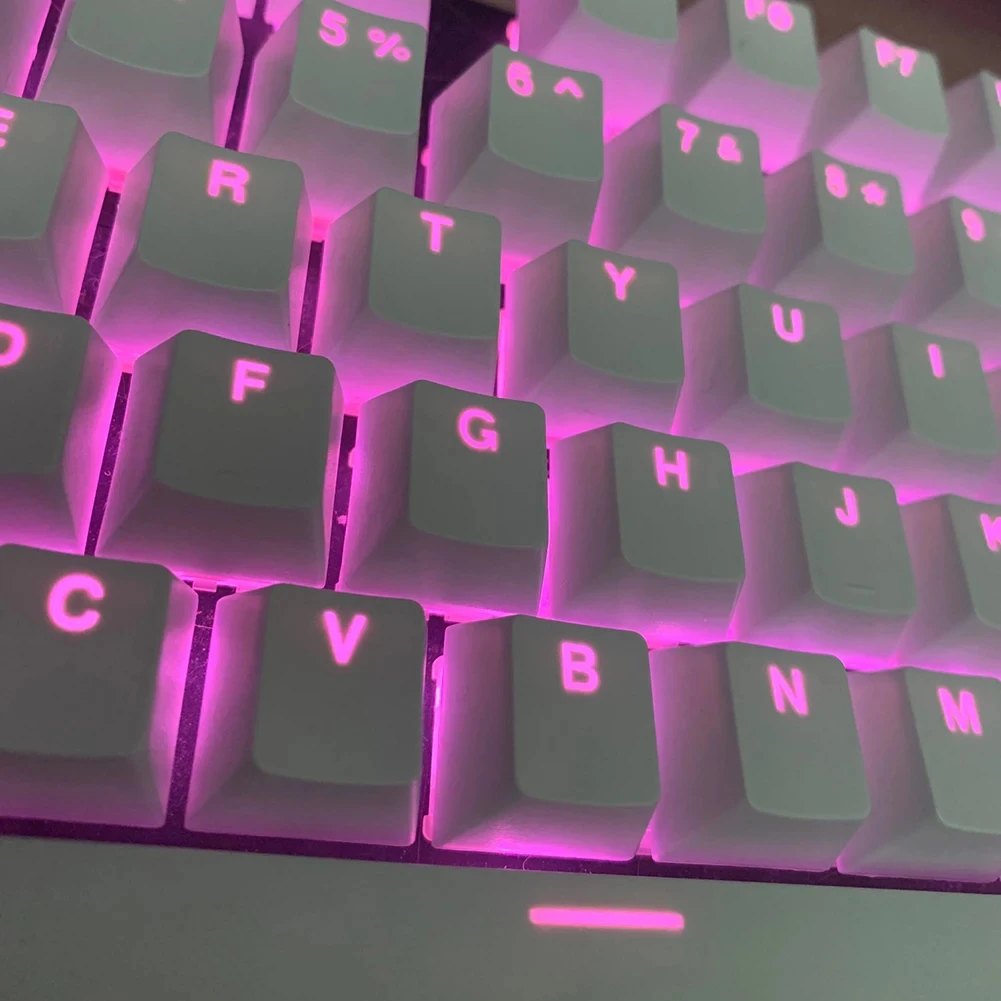 104 Pcs DIY Mechanical Keyboard Keycaps Set OEM Backlit Single Color ABS Pink White Key Cap for 61/87/104 Key Cherry MX Keycap