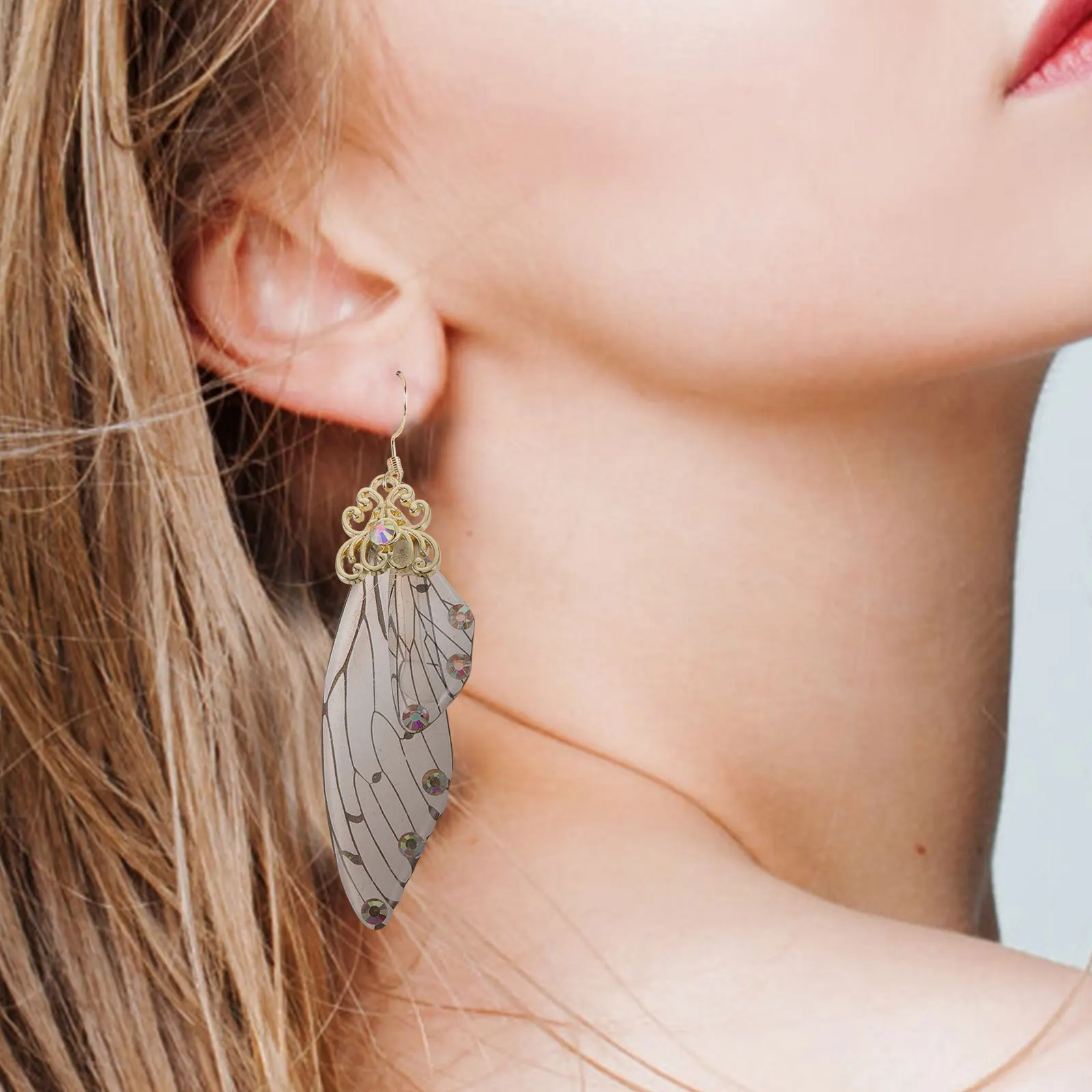 

Exquisite Butterfly Wing Earrings Copper Enamel Gradient Color Dangle Drop Ear Jewelry For Special Occasions
