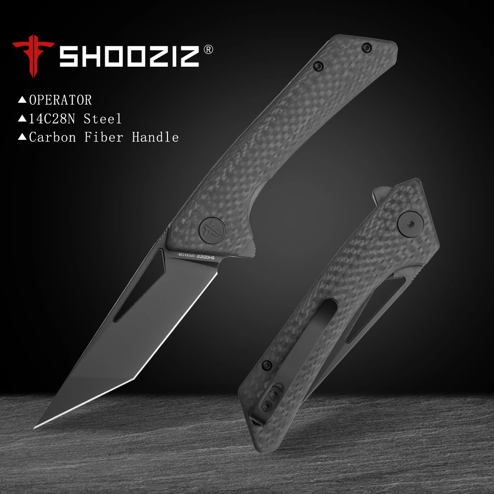 

Shooziz Knives,3.35" Folding Pocket Knife for EDC Men,14C28N Flipper Tanto Blade with Carbon Fibre For Outdoor Camp Tool