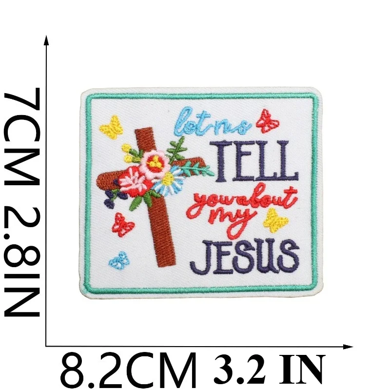 Believe in Light Positive Energy Embroidery Cloth Sticker Bag Decoration Jesu Patch Sticker Faith English Alphabet Embroidery